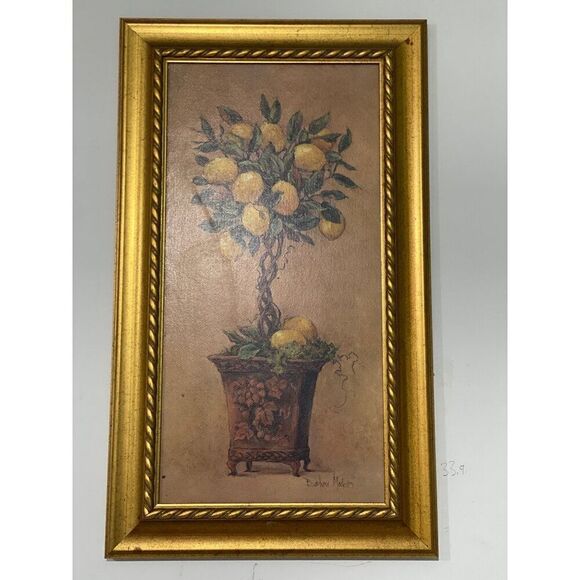 Barbara Mock Art Prints 29 x 17 Ornate Gold Frame Fruit Trees Pear Peach Vintage - Picture 1 of 8